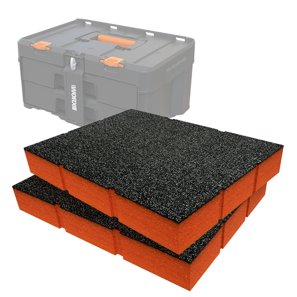 Système de rangement à deux tiroirs Worx Stack'N'Roll Inserts en mousse