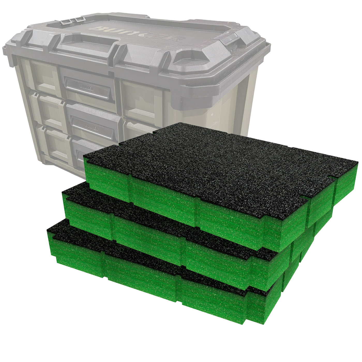 Home Bunker Load-Up Stacking Three Drawer Toolbox Foam Inserts