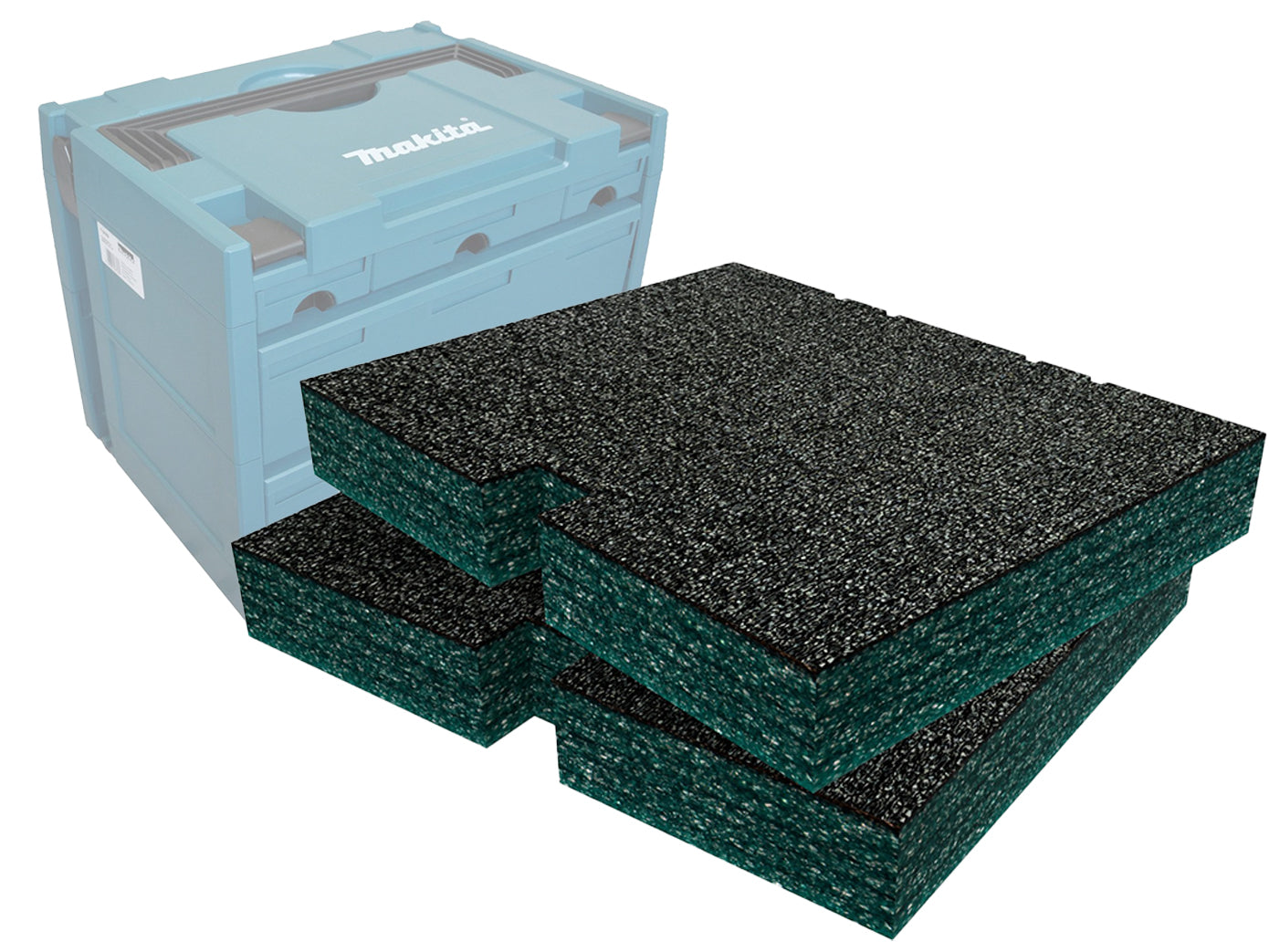 Hard Foam Case Insert For Makita Makpac Size 1+2 – Anthracite Blue, 30mm, Made In Germany